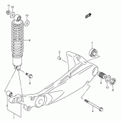 Схема вузла: Задній важіль підвіски для Suzuki AN650 Burgman (EU analogue of SkyWave)
