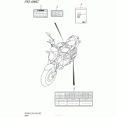 Схема вузла: Інформаційні наклейки (Sfv650L5 E33) для Suzuki SFV650 Gladius