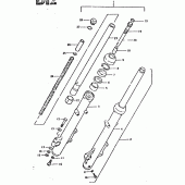 Схема узла: Вилка передней оси (Gsx750et f.no.504681,  gsx750t f.no.100291) для Suzuki GSX750