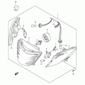 Схема вузла: Фара (Model x/y e4, e18, e22, e34, e54, p37) для Suzuki AN400 Burgman (EU analogue of SkyWave)