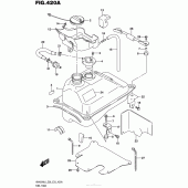 Схема вузла: Паливний бак (An400Al6 E33) для Suzuki AN400 Burgman (EU analogue of SkyWave)