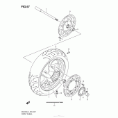 Схема вузла: Переднє колесо (An400Al3 E33) для Suzuki AN400 Burgman (EU analogue of SkyWave)