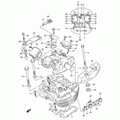 Схема вузла: Передня головка циліндра & Прокладка головки & Свічка запалювання Suzuki VL800 Intruder Volusia