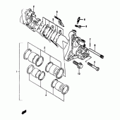 Схема вузла: Передній гальмівний супорт (Gsf1200t/v/w/x/y/st/sv/sw/sx/sy) для Suzuki GSF1200 Bandit