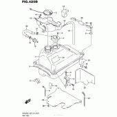 Схема вузла: Паливний бак (An400Zal6 E28) для Suzuki AN400 Burgman (EU analogue of SkyWave)