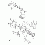 Схема вузла: Копірний вал & Вилки & Вал перемикання для Suzuki RMX250