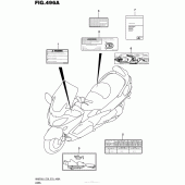 Схема вузла: Інформаційні наклейки (An650L6 E33) для Suzuki AN650 Burgman (EU analogue of SkyWave)