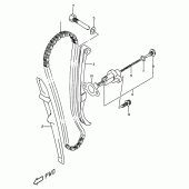 Схема вузла: Ланцюг ГРМ & Натягувач & Заспокоювач Suzuki DR350