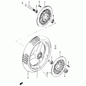 Схема вузла: Переднє колесо (Gsf1200t/v/w/x/y/st/sv/sw/sx/sy) для Suzuki GSF1200 Bandit