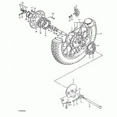 Схема вузла: Заднє колесо Suzuki TS250