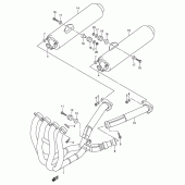 Схема вузла: Вихлопна система (Model x/y/k1) для Suzuki GSX1300 Hayabusa