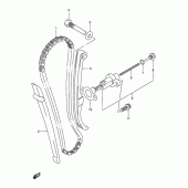 Схема вузла: Ланцюг ГРМ & Натягувач & Заспокоювач Suzuki DR250