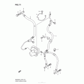 Схема вузла: Передній гальмівний шланг Suzuki AN400 Burgman (EU analogue of SkyWave)