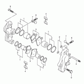 Схема вузла: Передній гальмівний супорт (Model k1/k2) для Suzuki AN400 Burgman (EU analogue of SkyWave)