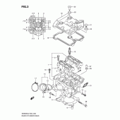 Схема вузла: Задня головка циліндра & Прокладка головки & Свічка запалювання Suzuki SV650