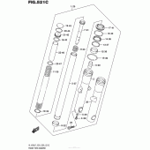 Схема вузла: Вилка передньої осі (Vl1500Bl7 E33) для Suzuki VL1500 Boulevard C90 BOSS