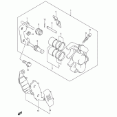 Схема вузла: Передній гальмівний супорт (See note) для Suzuki SV650