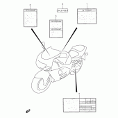 Схема вузла: Інформаційні наклейки (Model v/w/x) для Suzuki GSX-R600