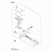 Схема узла: Задний тормозной цилиндр (Model k7) для Suzuki AN400 Burgman (EU analogue of SkyWave)