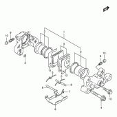 Схема вузла: Задній гальмівний супорт (See note) для Suzuki GSX-R1100
