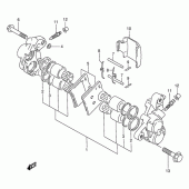 Схема вузла: Передній гальмівний супорт для Suzuki GSX750 Katana