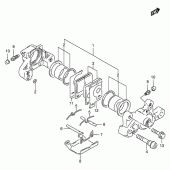 Схема вузла: Задній гальмівний супорт (See note) для Suzuki GSX-R1100