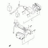 Схема вузла: Поворотники (Model k/l/m/n/p/r) для Suzuki GSX750 Katana