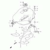 Схема узла: Топливный бак (Model w/x) для Suzuki GSX750 Katana