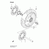 Схема вузла: Переднє колесо (Gsf1250ak7/sak7/ak8/sak8/ak9/sak9/sazk9/sal0) для Suzuki GSF1250 Bandit