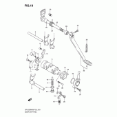 Схема вузла: Копірний вал & Вилки & Вал перемикання для Suzuki DR125