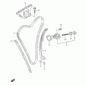 Схема вузла: Ланцюг ГРМ & Натягувач & Заспокоювач Suzuki GSX600 Katana