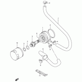 Схема вузла: Олійний охолоджувач & Олійний фільтр для Suzuki RF900