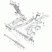 Схема вузла: Задній важіль підвіски для Suzuki TS125