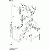 Схема вузла: Патрубок системи охолодження (Vl1500L4 E28) для Suzuki VL1500 Boulevard C90 BOSS