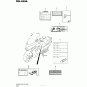Схема вузла: Інформаційні наклейки (An400Al6 E33) для Suzuki AN400 Burgman (EU analogue of SkyWave)