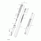Схема вузла: Вилка передньої осі для Suzuki TS250