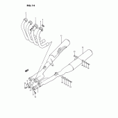 Схема вузла: Вихлопна система (Model j) для Suzuki GSX1100