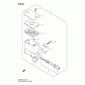 Схема узла: Задний тормозной цилиндр для Suzuki AN650 Burgman (EU analogue of SkyWave)