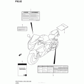 Схема вузла: Інформаційні наклейки (Gsx-R1000L4 E28) для Suzuki GSX-R1000