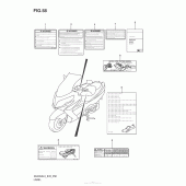 Схема вузла: Інформаційні наклейки (An400Al3 E33) для Suzuki AN400 Burgman (EU analogue of SkyWave)