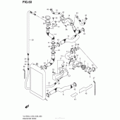 Схема вузла: Патрубок системи охолодження (Vl1500L4 E33) для Suzuki VL1500 Boulevard C90 BOSS