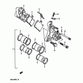 Схема узла: Передний тормозной суппорт (Model l) для Suzuki GSX-R750