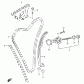 Схема вузла: Ланцюг ГРМ & Натягувач & Заспокоювач Suzuki GSX600 Katana