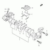 Схема вузла: Задній гальмівний супорт (Model n/p/r/t/v) для Suzuki GSX250 Across