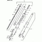 Схема узла: Вилка передней оси (Gsx750ex,  gsx750x) для Suzuki GSX750