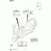 Схема вузла: Інформаційні наклейки (An650Zl4 E28) для Suzuki AN650 Burgman (EU analogue of SkyWave)