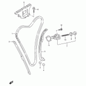Схема вузла: Ланцюг ГРМ & Натягувач & Заспокоювач Suzuki GSX600 Katana