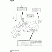 Схема вузла: Інформаційні наклейки (Dr-Z400Sl4 E33) для Suzuki DR-Z400 DR-Z400S