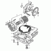 Схема вузла: Масляний насос & Масляний фільтр Suzuki GS1000