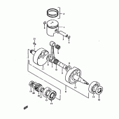 Схема узла: Коленчатый вал & Поршень для Suzuki TS125
